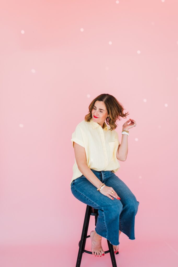 Brand photo of woman with a pink background