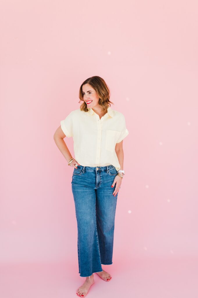 Brand photo of woman with a pink background