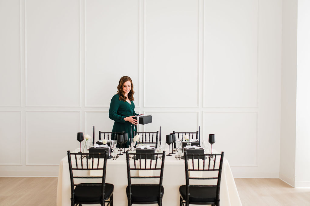 brand photo of a wedding planner setting table
